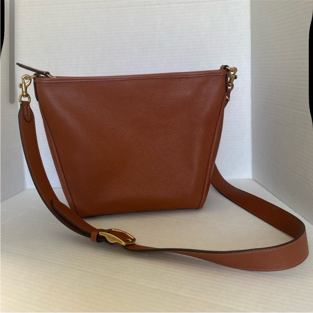 COACH Pepple Leather Dufflette Bag, Brown Crossbody